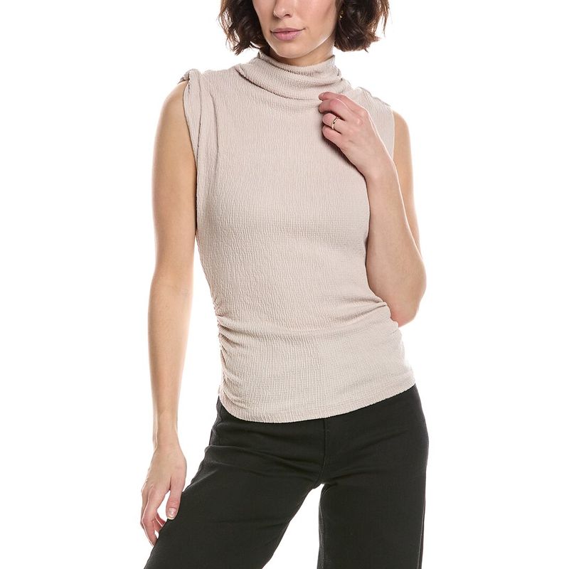 Michael Stars Womens Campbell Ruched Mock Neck T-Shirt